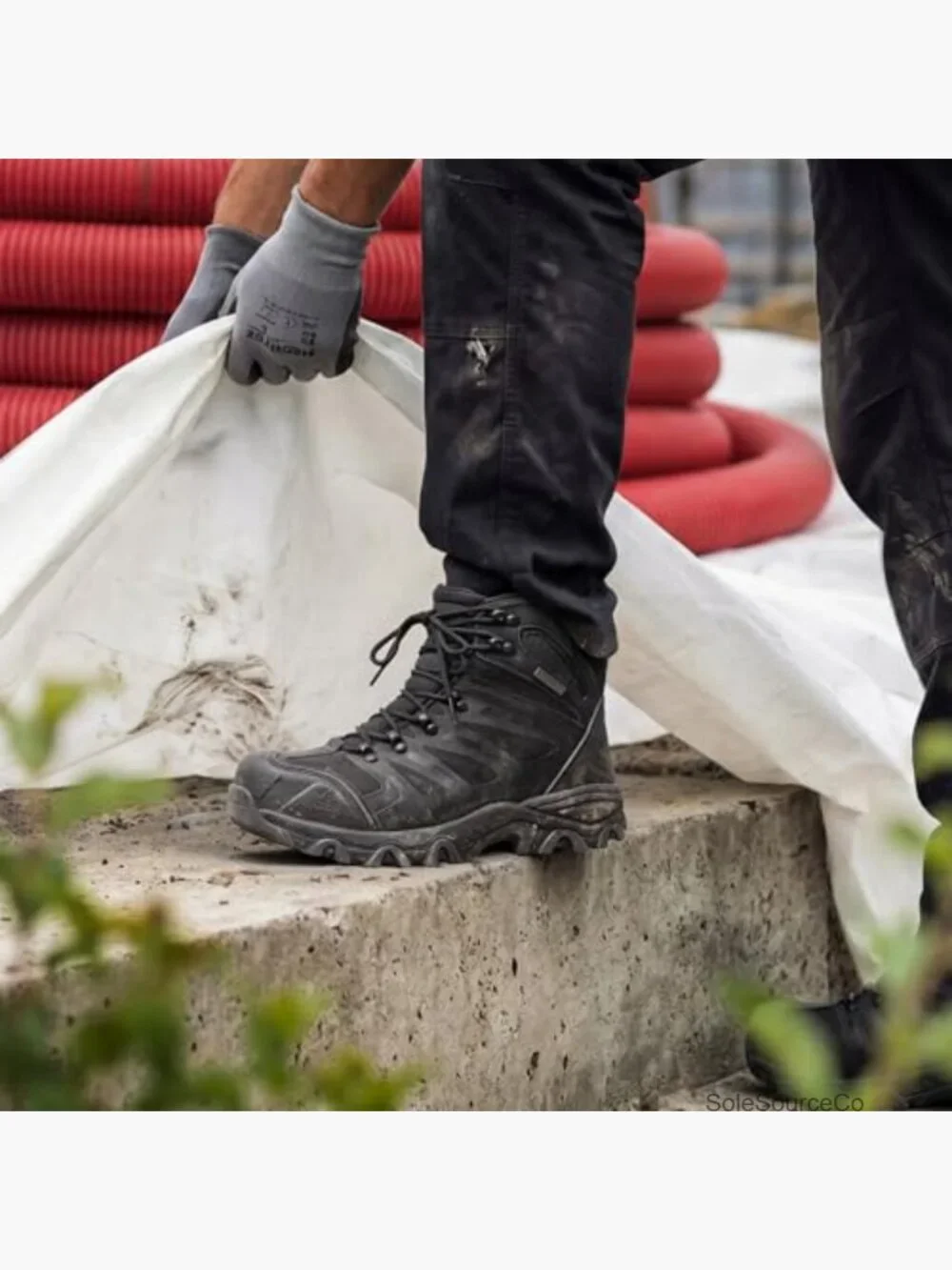 Waterproof Steel Toe Work Boots Men Lace Up Safety Construction Boots